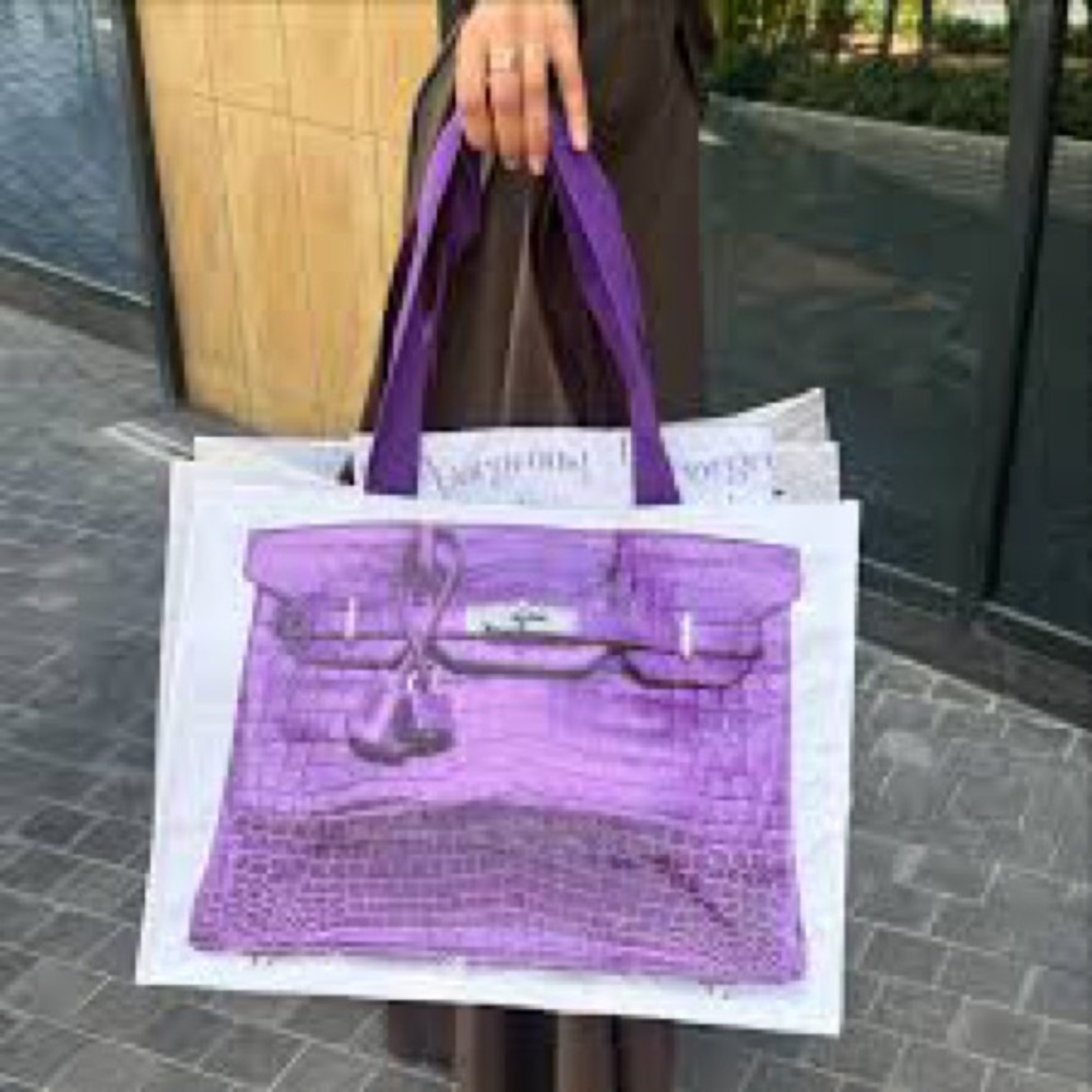 Croc “Print” Reusable Shopping Tote in Purple - Picture 9 of 10